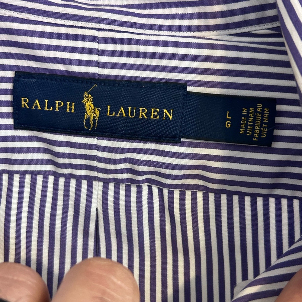 Ralph Lauren | Navy Striped Button Down Shirt | Size Large - Picture 3 of 6